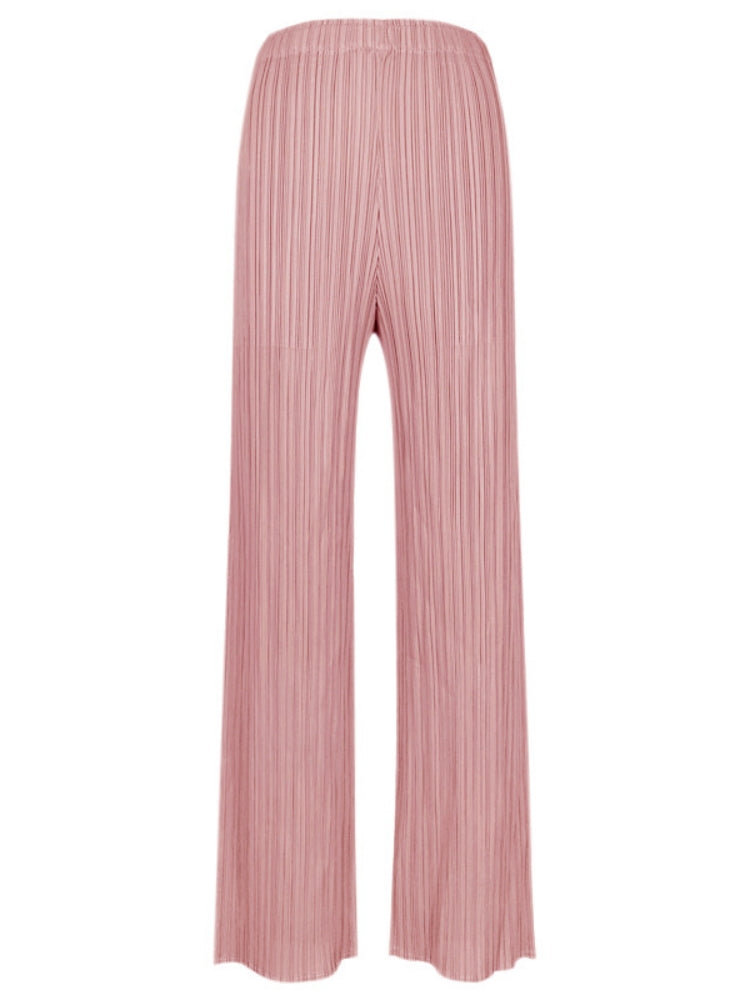Pantalones plisados casuales de pierna ancha para mujer