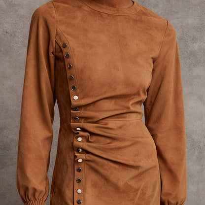 Vestido de ante nuevo de otoño e invierno estilo retro occidental para mujer