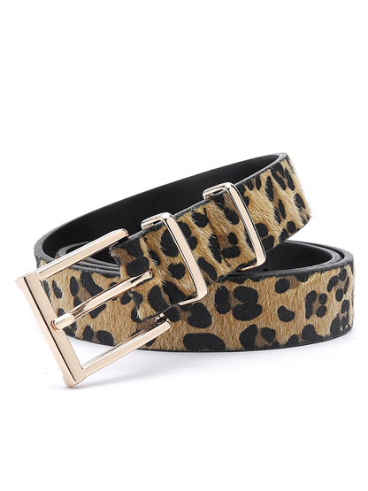 Cinturón creativo para mujer de pelo de poni con estampado de leopardo