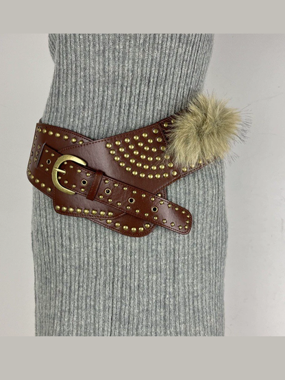 Cinturón de piel para mujer Cinturón retro versátil de cuero sintético