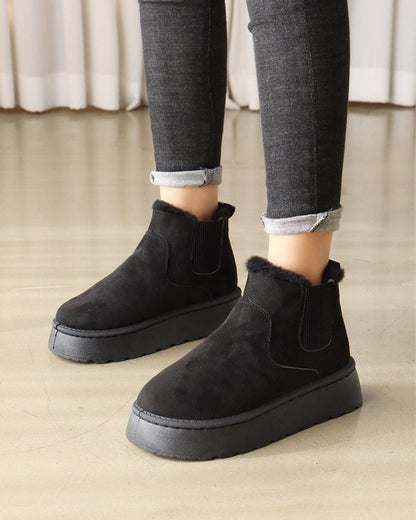 Botas de nieve de color uniforme con suela gruesa y robusta – calor, tracción y estilo en la nieve