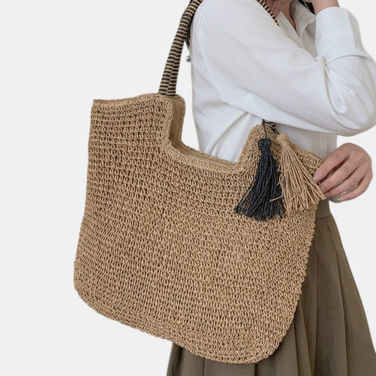Bolso Shopper Yute Marrón Mujer