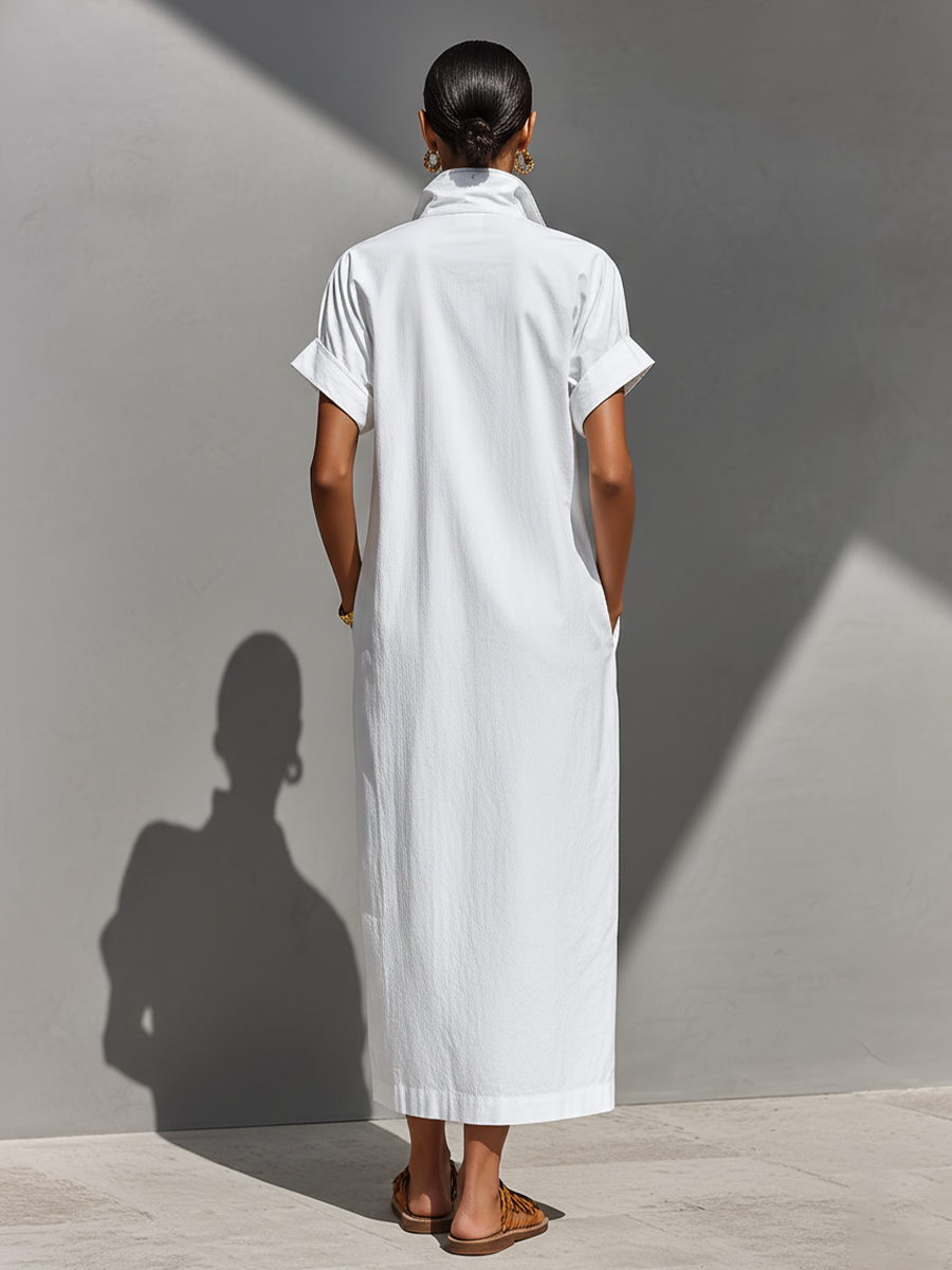 Vestido maxi relajado con media cremallera