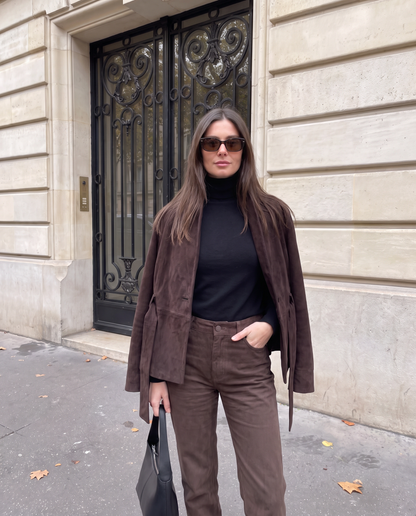 Chaqueta Camilla — Efecto Ante con Cinturón