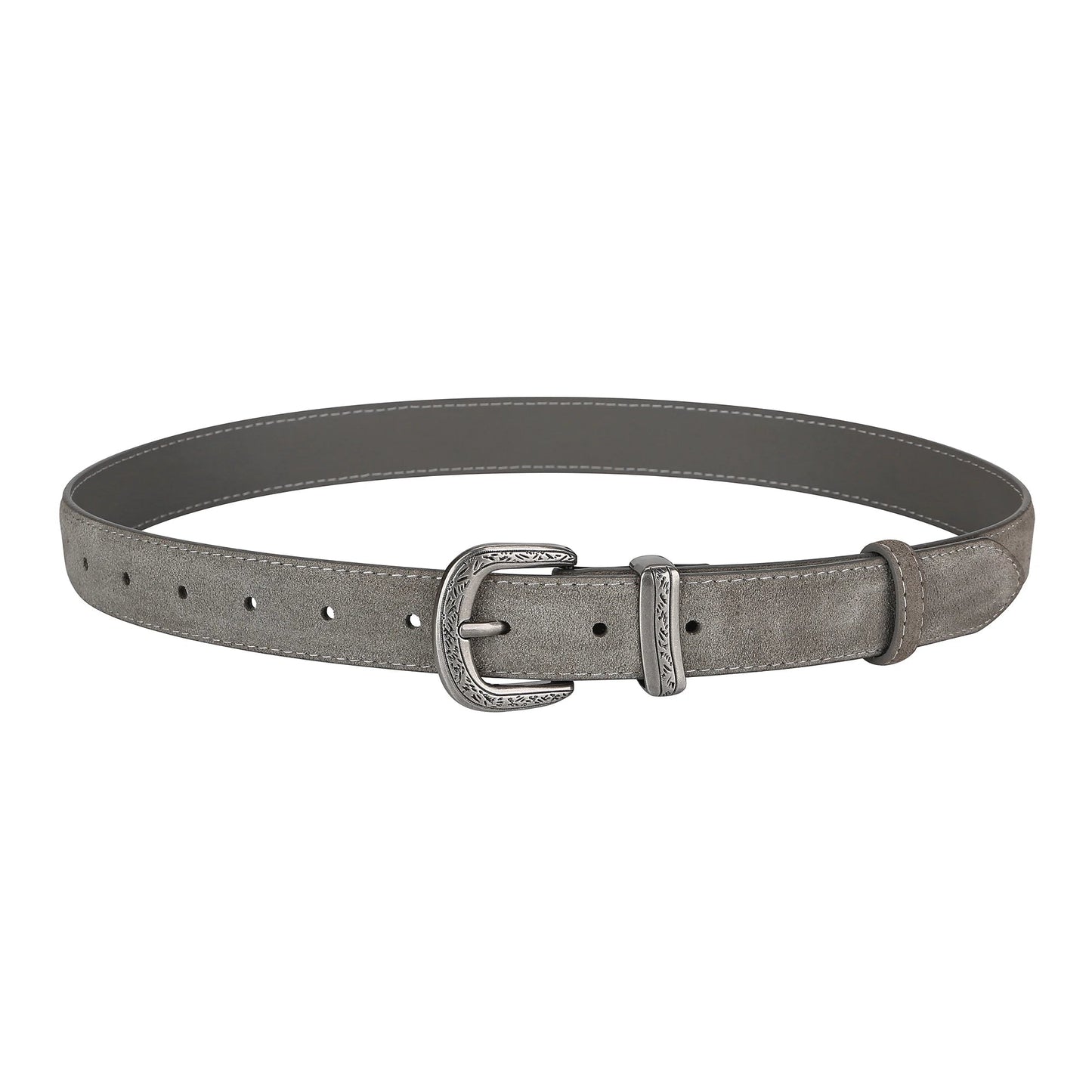 🎁 Cinturón con hebilla plateada de piel auténtica (100% off)