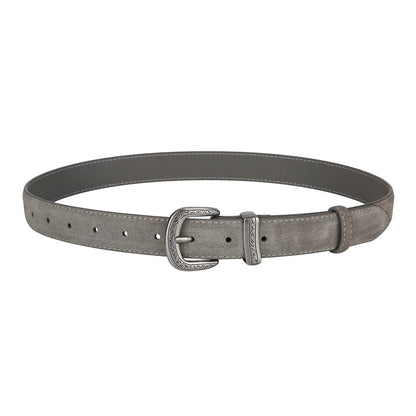 🎁 Cinturón con hebilla plateada de piel auténtica (100% off)
