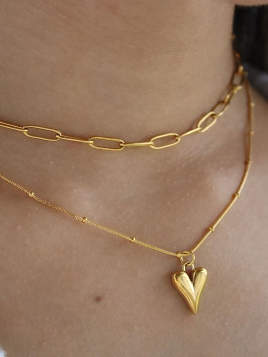 Industrial Chic Halskette mit Herz und unregelmäßiger Kette