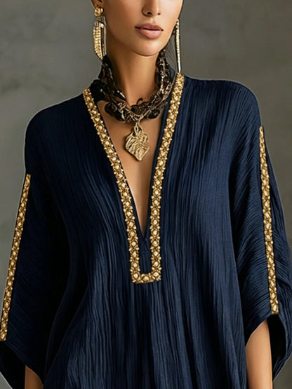 Vestido corto tipo kaftán bordado
