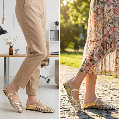 VELORA™ ┃ Zuecos en Tejido Trenzado con Punta Cuadrada