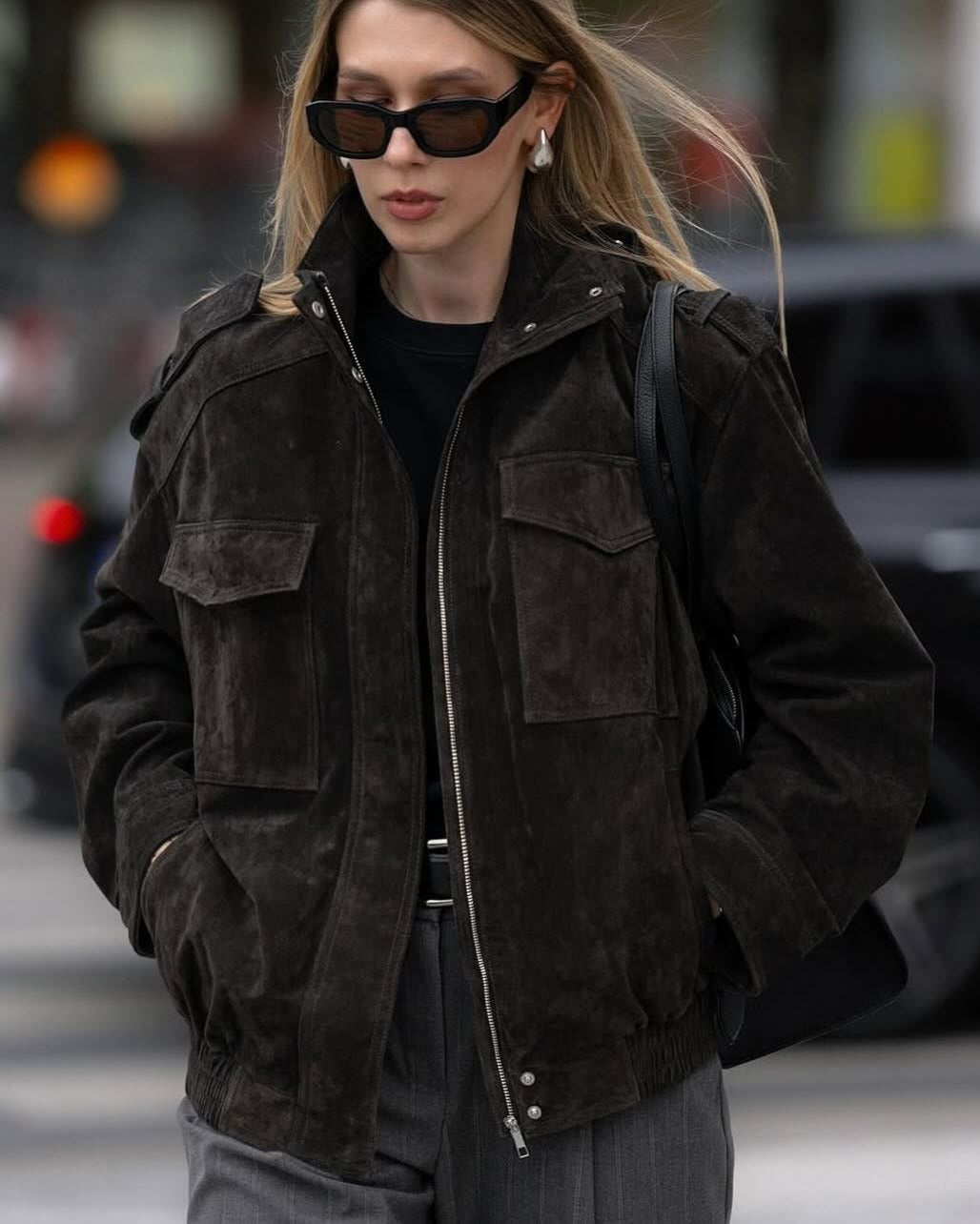 Chaqueta Bomber Efecto Ante — Estilo Utility