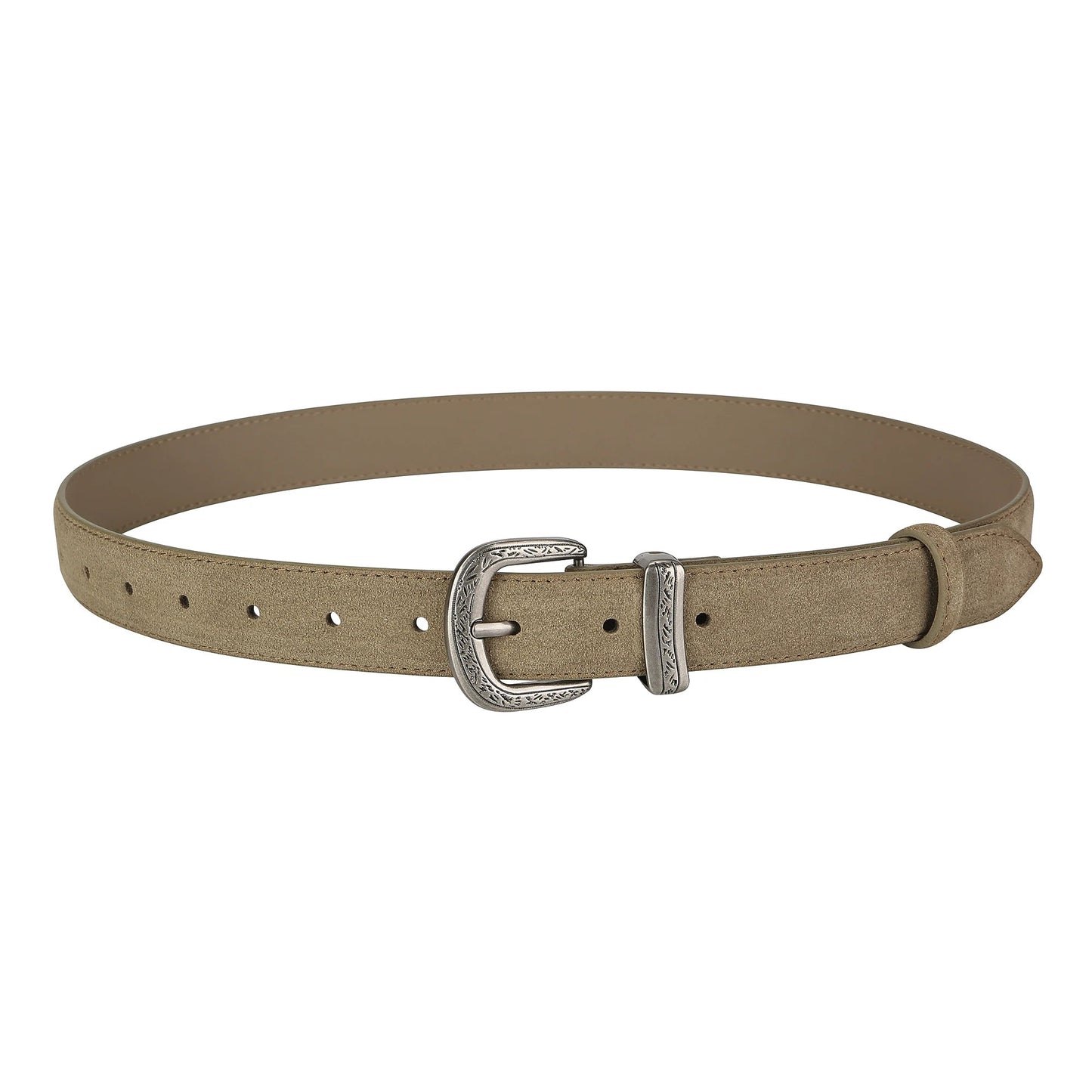 🎁 Cinturón con hebilla plateada de piel auténtica (100% off)