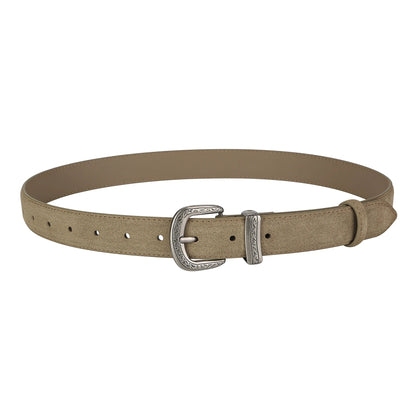 🎁 Cinturón con hebilla plateada de piel auténtica (100% off)