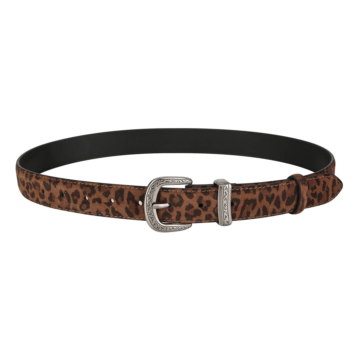 🎁 Cinturón con hebilla plateada de piel auténtica (100% off)