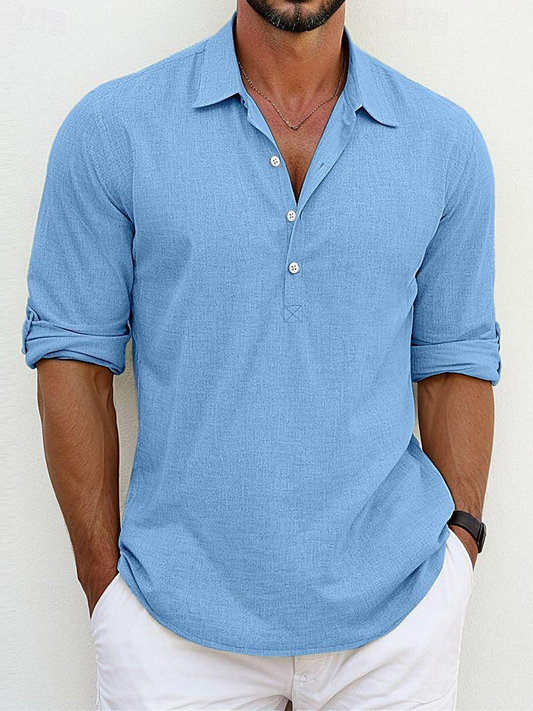 Archie | Camisa clásica de mezcla algodón-lino atemporal