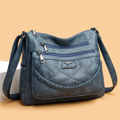 Bolso Bandolera de Piel Suave para Mujer con Compartimentos Internos