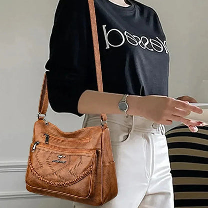 Bolso Bandolera de Piel Suave para Mujer con Compartimentos Internos