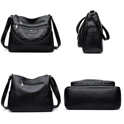 Bolso Bandolera de Piel Suave para Mujer con Compartimentos Internos