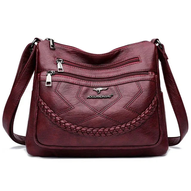 Bolso Bandolera de Piel Suave para Mujer con Compartimentos Internos