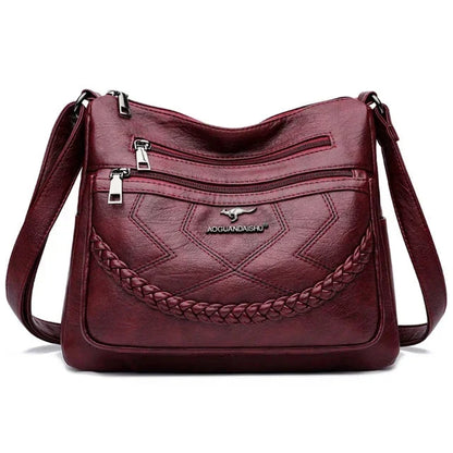 Bolso Bandolera de Piel Suave para Mujer con Compartimentos Internos
