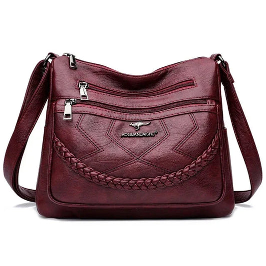 Bolso Bandolera de Piel Suave para Mujer con Compartimentos Internos