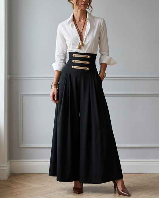 Conjunto Beatrice — Camisa Blanca y Pantalón de Talle Alto