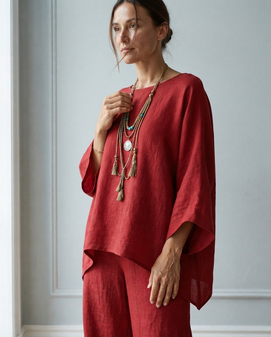 Conjunto Marta — Túnica Asimétrica y Pantalón Ancho