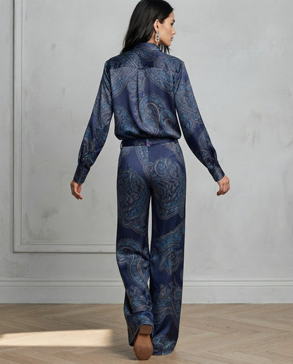 Conjunto Vittoria — Camisa y Pantalón Paisley de Satén