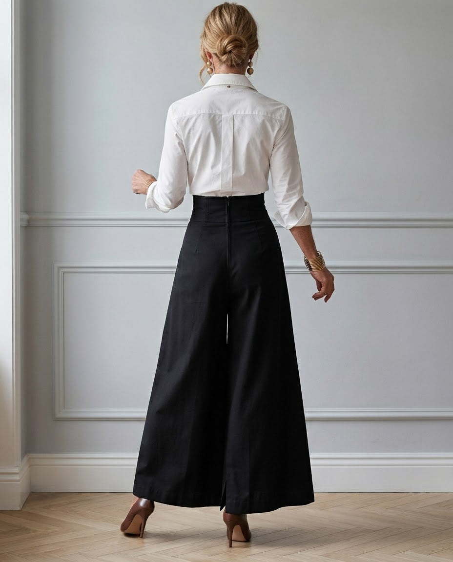 Conjunto Beatrice — Camisa Blanca y Pantalón de Talle Alto