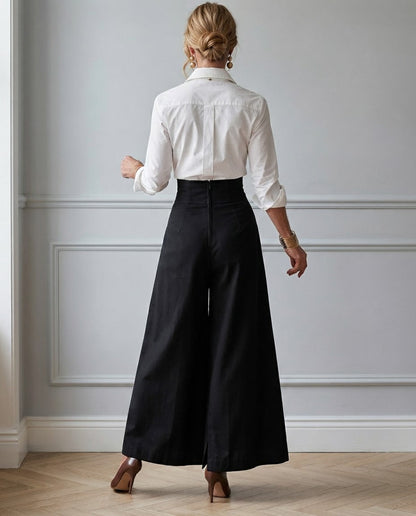 Conjunto Beatrice — Camisa Blanca y Pantalón de Talle Alto