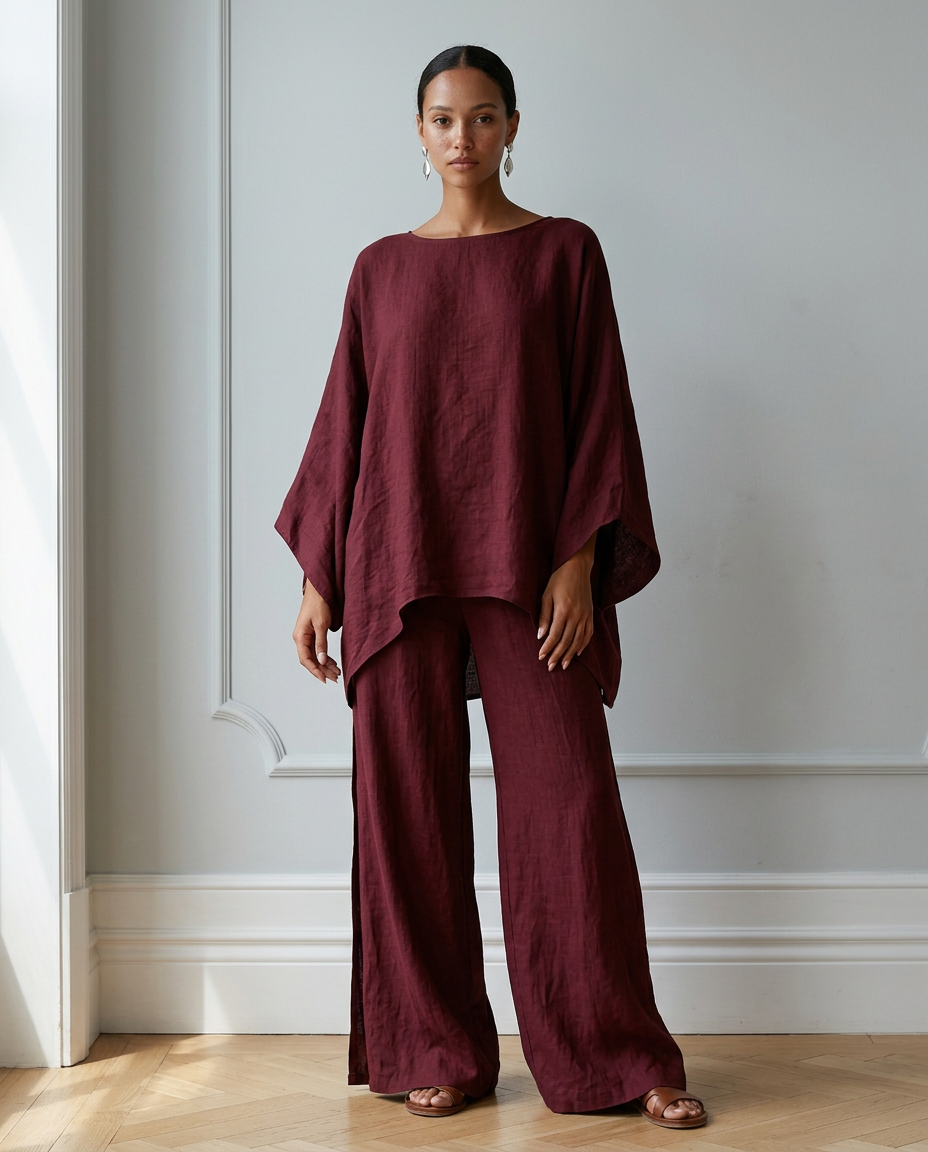 Conjunto Marta — Túnica Asimétrica y Pantalón Ancho