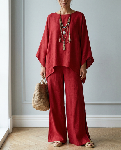 Conjunto Marta — Túnica Asimétrica y Pantalón Ancho