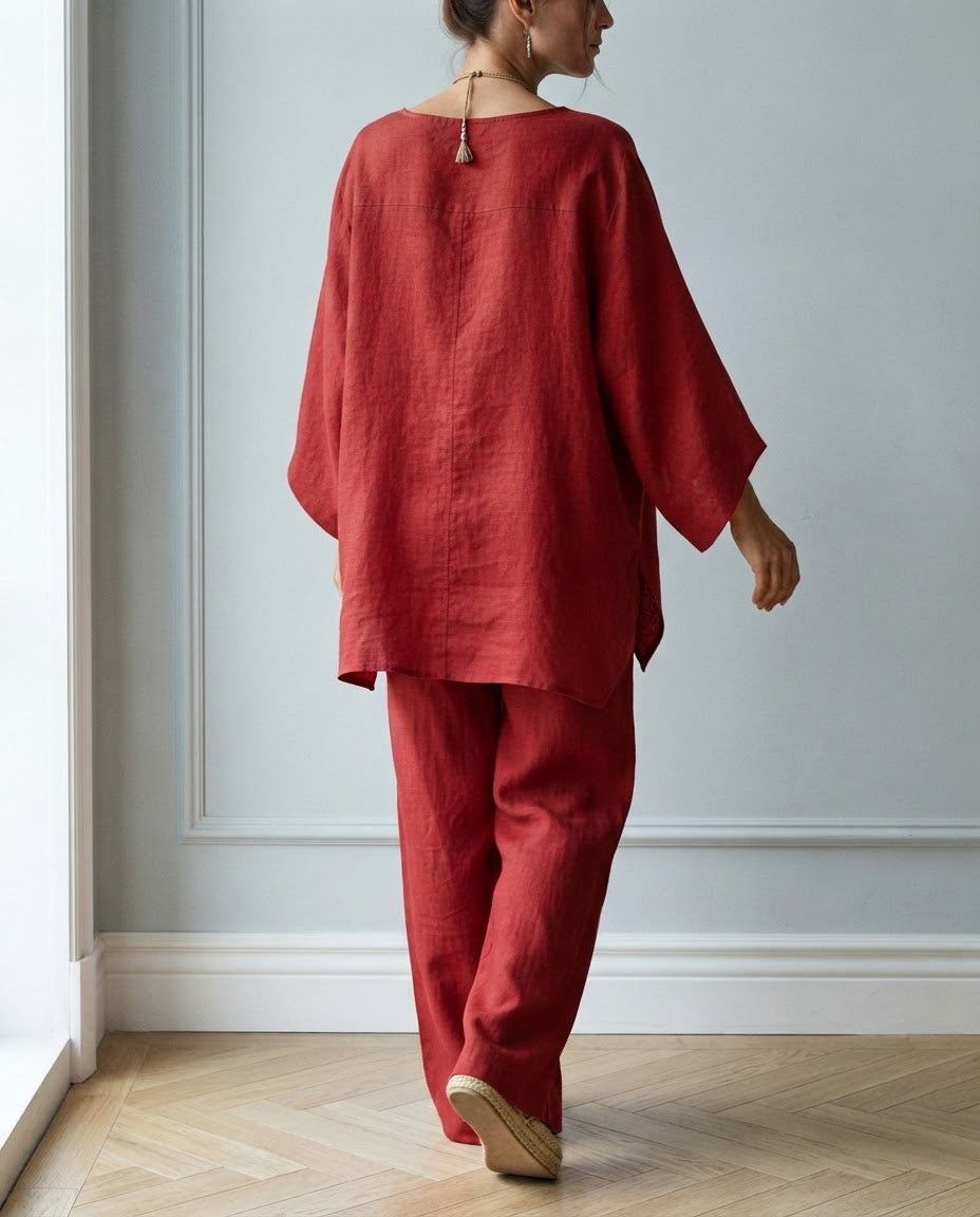 Conjunto Marta — Túnica Asimétrica y Pantalón Ancho