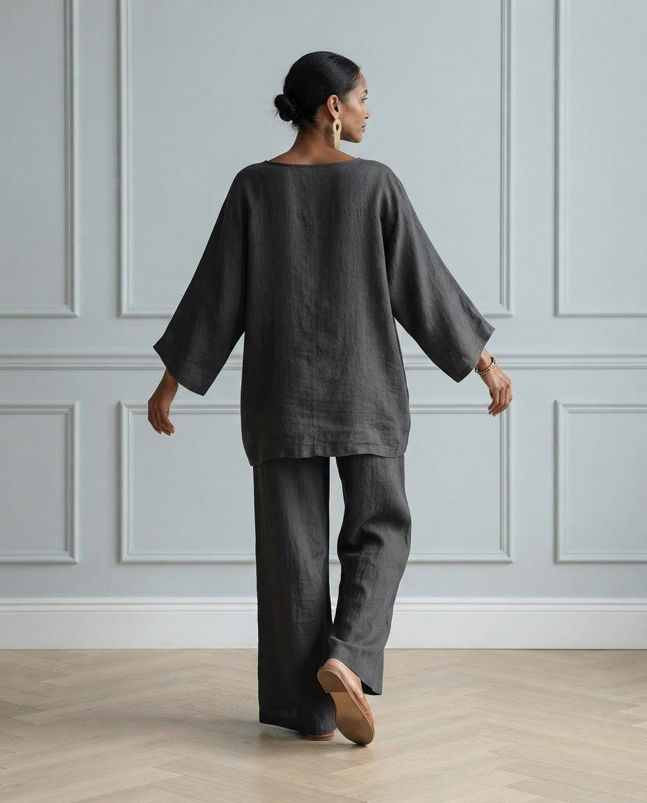 Conjunto Marta — Túnica Asimétrica y Pantalón Ancho
