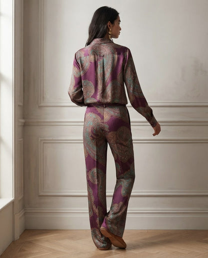 Conjunto Vittoria — Camisa y Pantalón Paisley de Satén