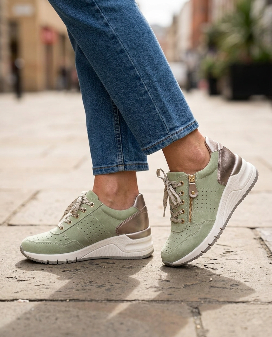 Zapatillas con cuña interna y cremallera