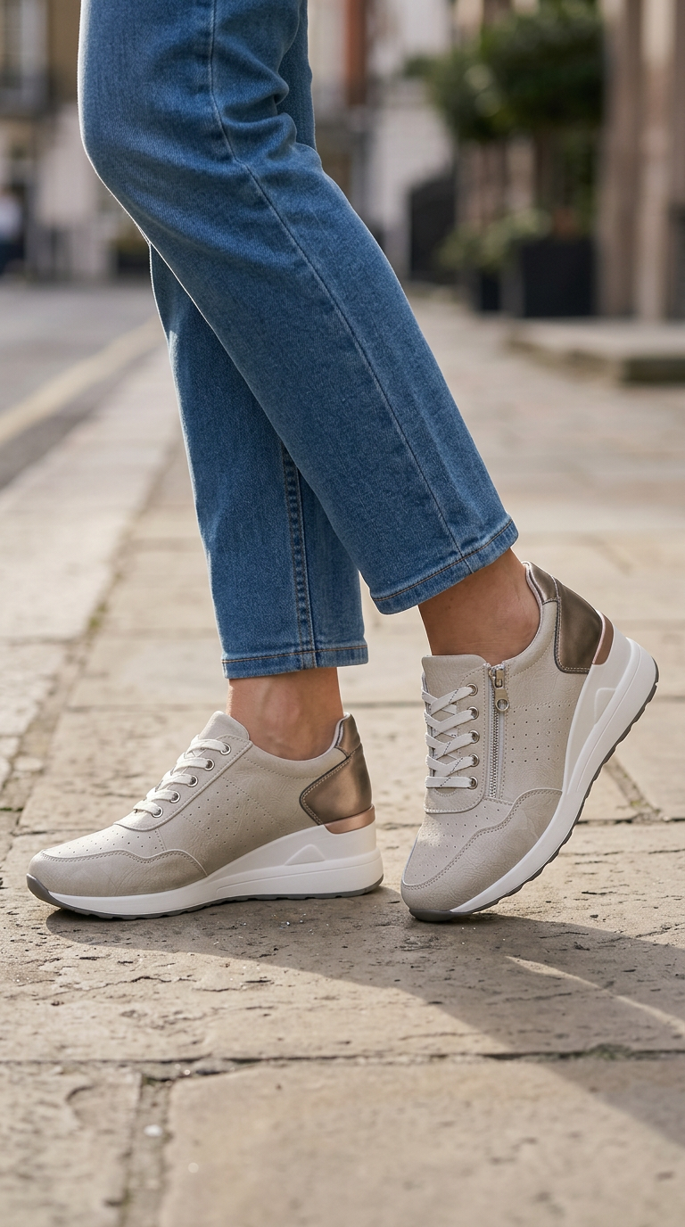 Zapatillas con cuña interna y cremallera