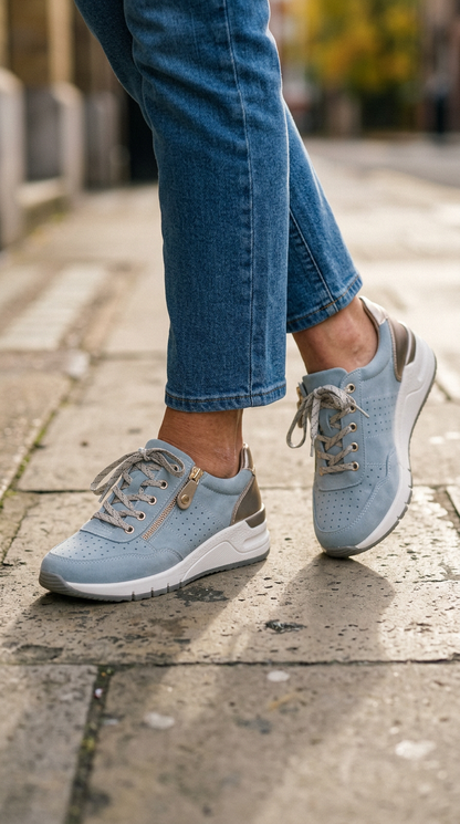 Zapatillas con cuña interna y cremallera