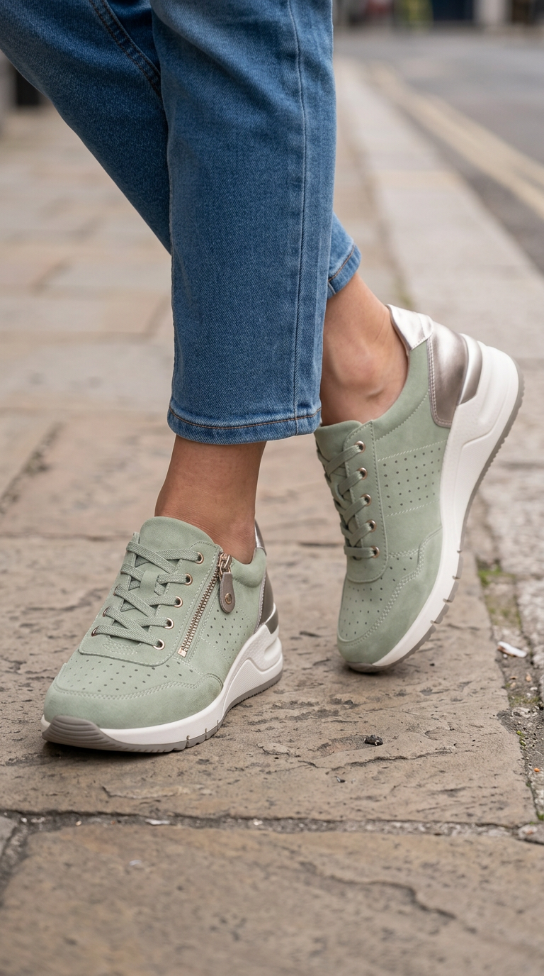 Zapatillas con cuña interna y cremallera