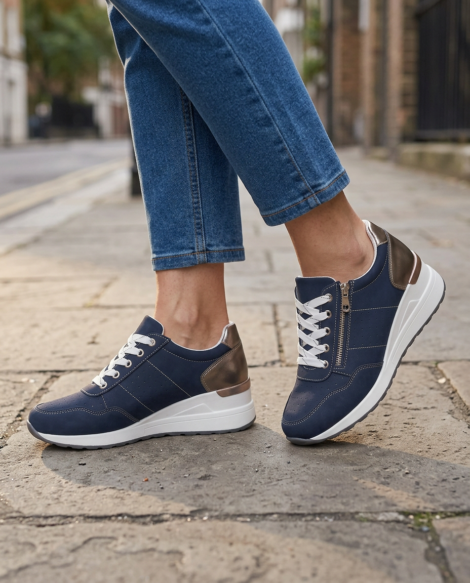 Zapatillas con cuña interna y cremallera