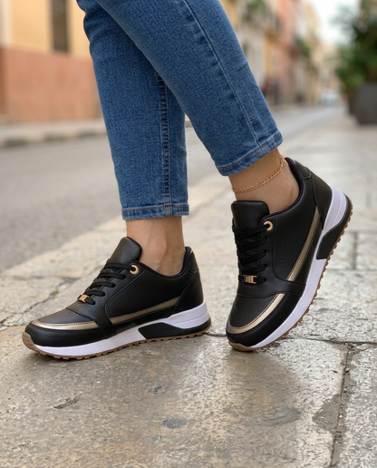 Zapatillas cómodas con perfil metalizado