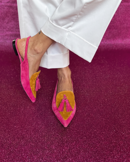 Slingback Elena — Fucsia y Mostaza