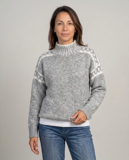 Jersey de cuello alto con motivo jacquard en los hombros
