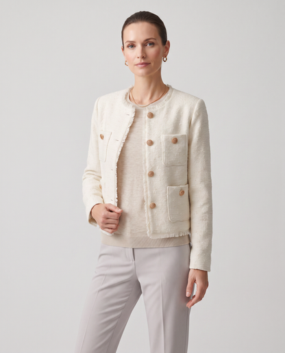 Chaqueta Corta de Bouclé con Botones Joya