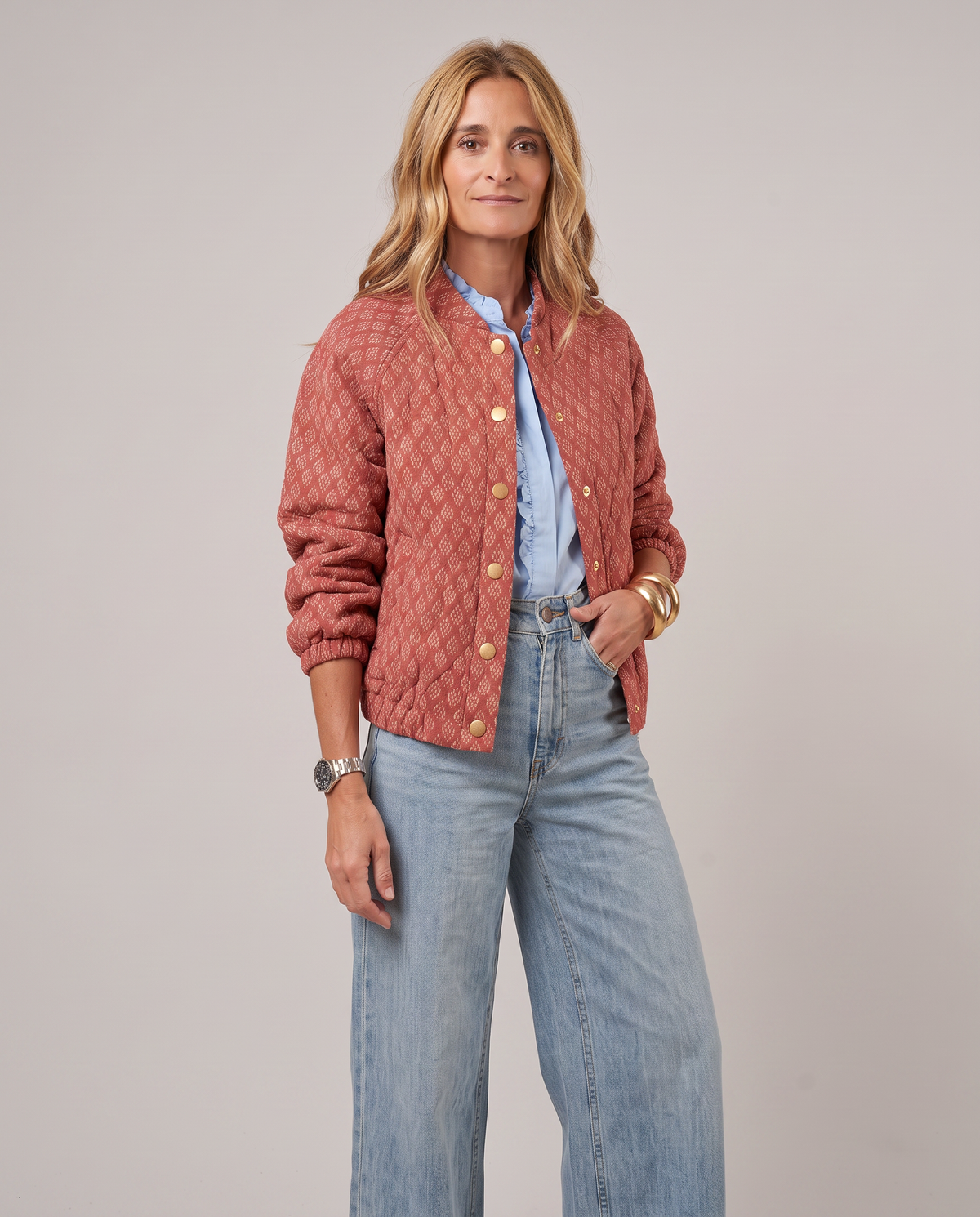 Chaqueta Corta de Rombos con Manga Farol