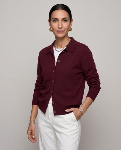 Cárdigan de punto con cuello de camisa