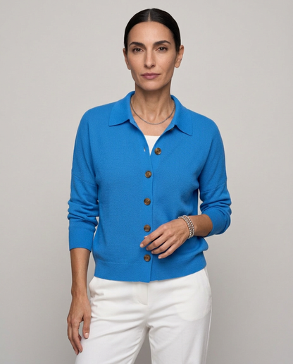 Cárdigan de punto con cuello de camisa