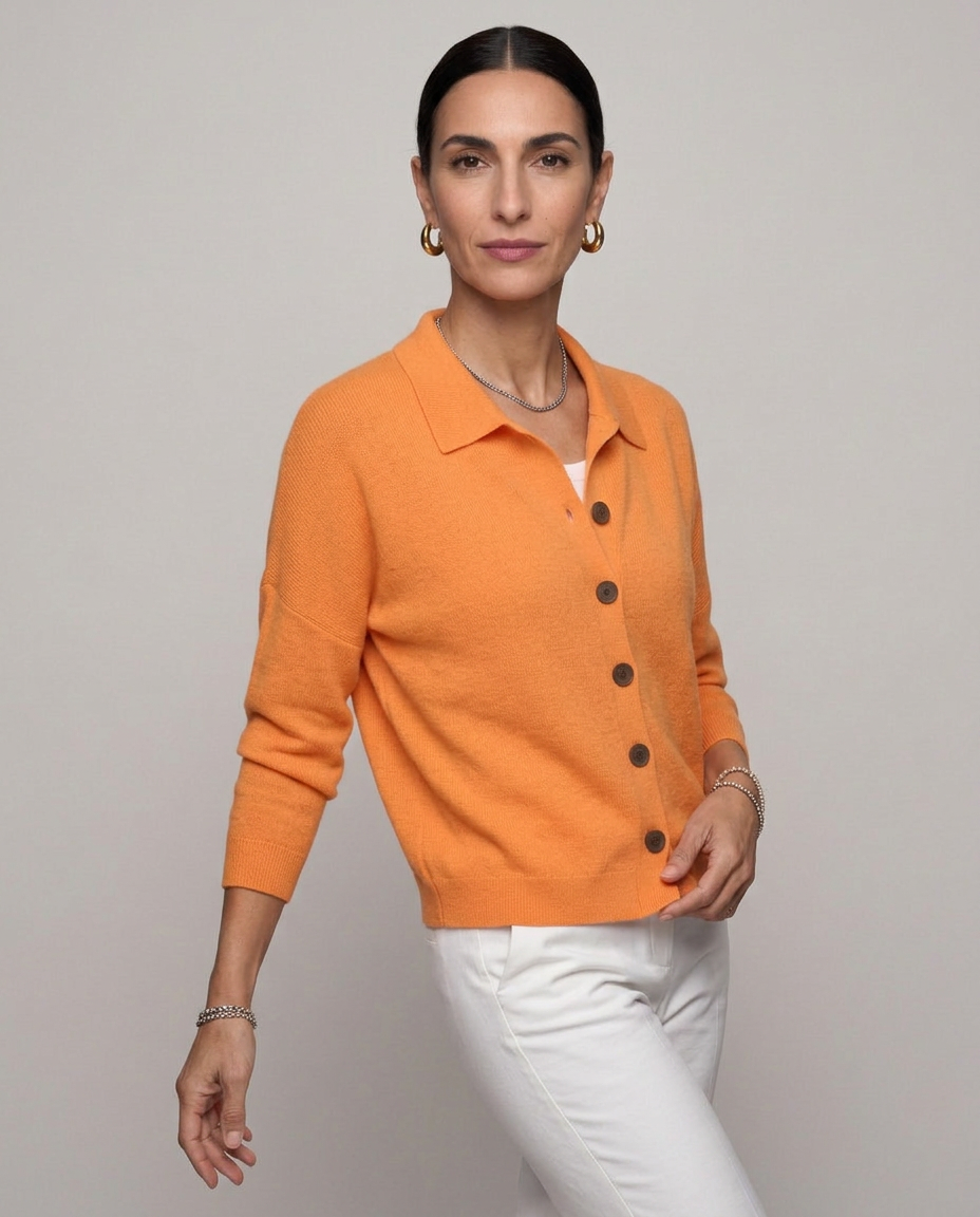 Cárdigan de punto con cuello de camisa