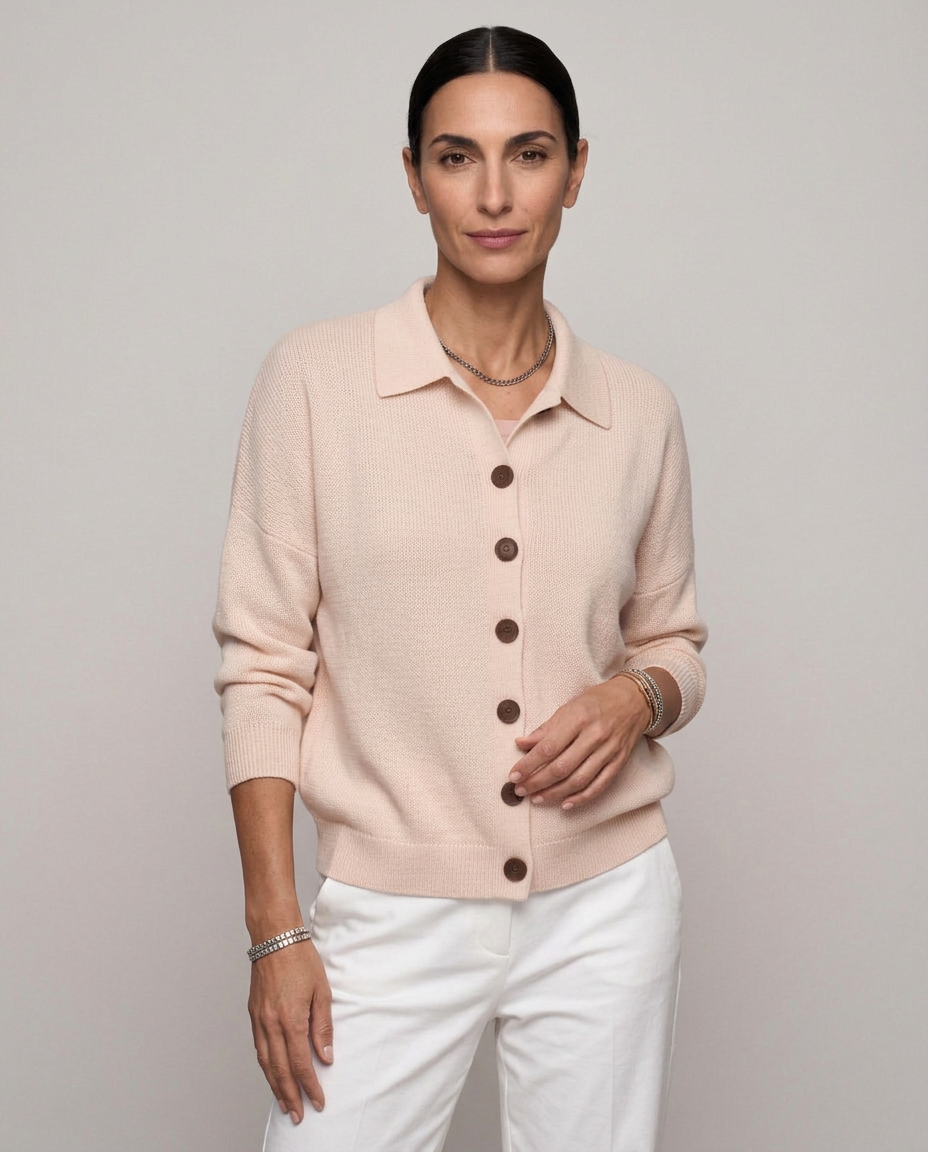 Cárdigan de punto con cuello de camisa