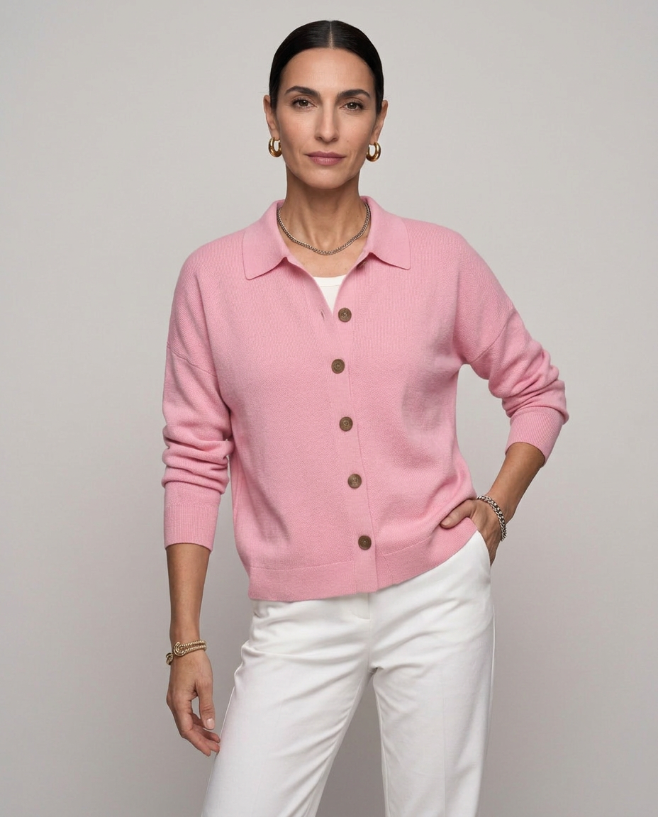 Cárdigan de punto con cuello de camisa