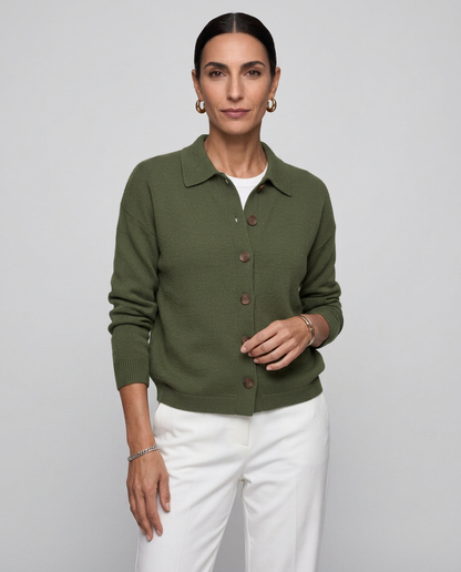 Cárdigan de punto con cuello de camisa